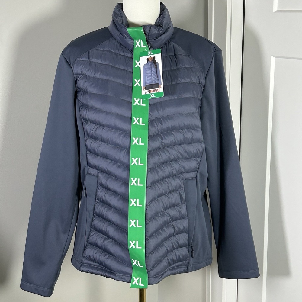 32 Degrees Heat Women's XL Hybrid Puffer Softshell Jacket NWT Grisaille Grey